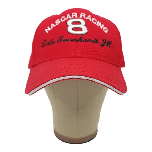 City Hunter Dale Earnhardt Jr 8 Nascar Racing Mesh Strapback Cap Trucker Red Hat - Picture 2 of 12